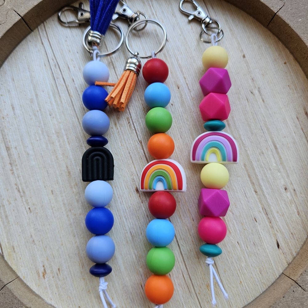 Colorful Beaded Keychain Set for Kids